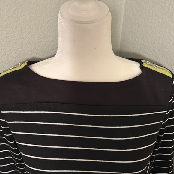 SOHO APPAREL LTD Black with White Strip Tunic Dress - Picture 3 of 4